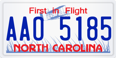 NC license plate AAO5185