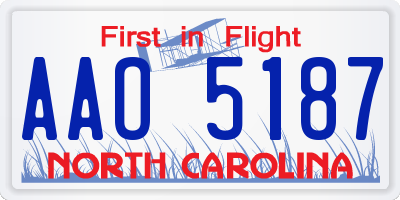 NC license plate AAO5187