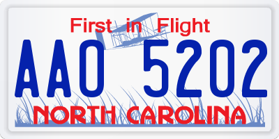 NC license plate AAO5202