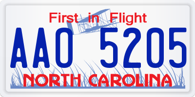 NC license plate AAO5205