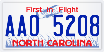 NC license plate AAO5208