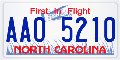 NC license plate AAO5210