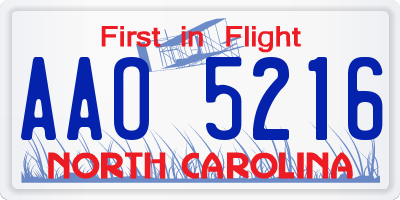 NC license plate AAO5216