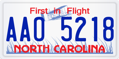 NC license plate AAO5218