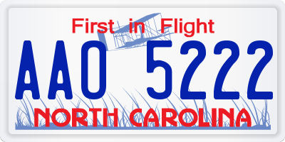 NC license plate AAO5222