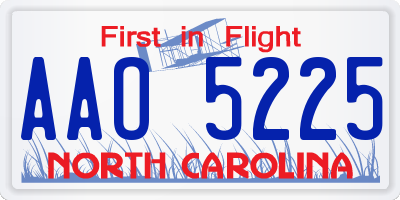 NC license plate AAO5225