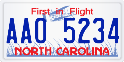 NC license plate AAO5234