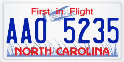 NC license plate AAO5235