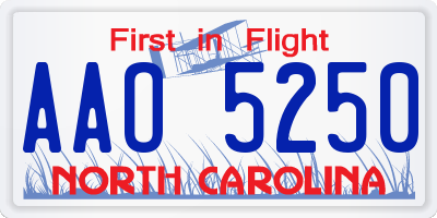 NC license plate AAO5250