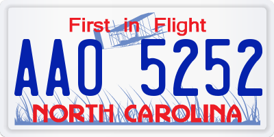 NC license plate AAO5252