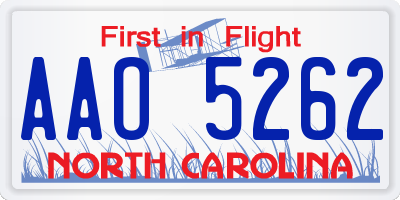 NC license plate AAO5262