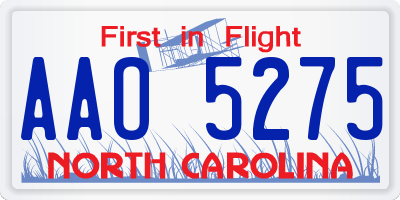 NC license plate AAO5275