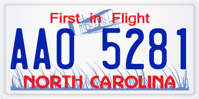 NC license plate AAO5281