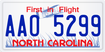 NC license plate AAO5299