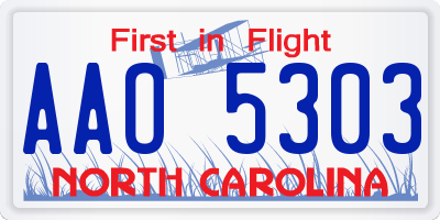 NC license plate AAO5303