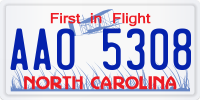 NC license plate AAO5308