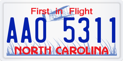 NC license plate AAO5311