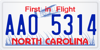 NC license plate AAO5314