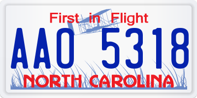 NC license plate AAO5318