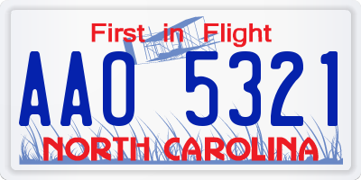 NC license plate AAO5321