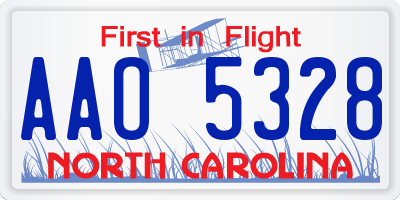 NC license plate AAO5328