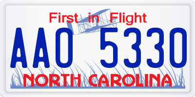 NC license plate AAO5330