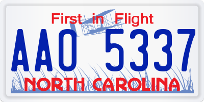 NC license plate AAO5337