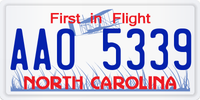 NC license plate AAO5339