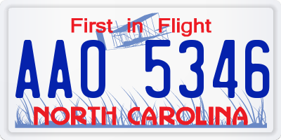 NC license plate AAO5346