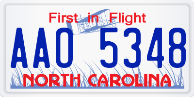 NC license plate AAO5348
