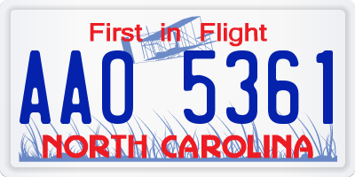 NC license plate AAO5361