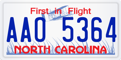 NC license plate AAO5364