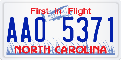 NC license plate AAO5371
