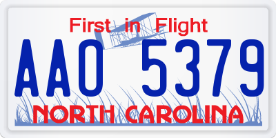 NC license plate AAO5379