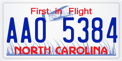NC license plate AAO5384
