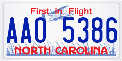 NC license plate AAO5386