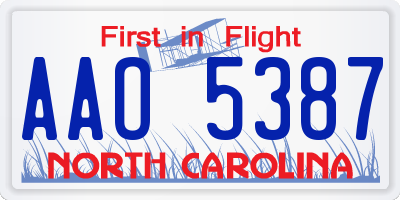 NC license plate AAO5387