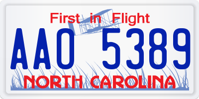 NC license plate AAO5389