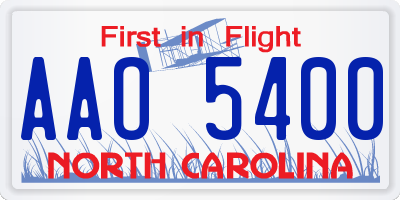 NC license plate AAO5400