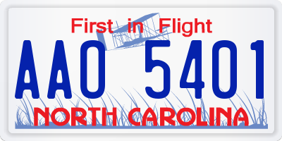 NC license plate AAO5401