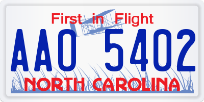 NC license plate AAO5402