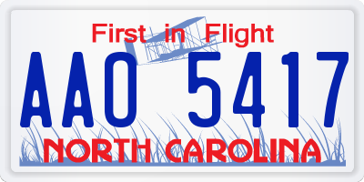 NC license plate AAO5417