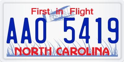 NC license plate AAO5419