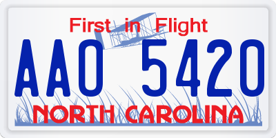 NC license plate AAO5420