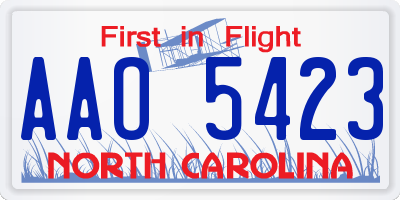 NC license plate AAO5423