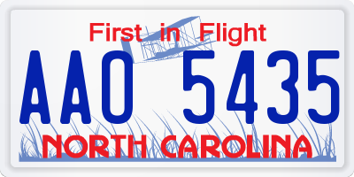 NC license plate AAO5435