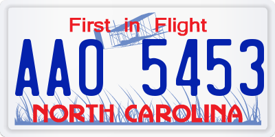 NC license plate AAO5453