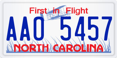 NC license plate AAO5457