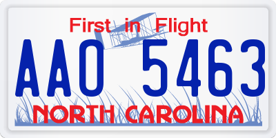 NC license plate AAO5463