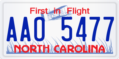 NC license plate AAO5477